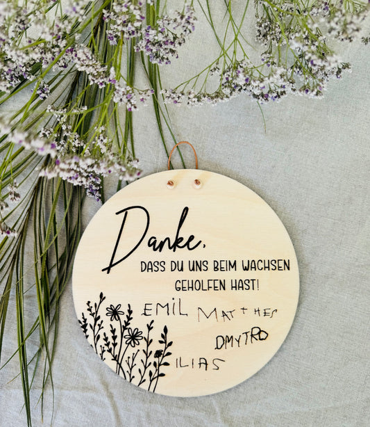 Schild Abschied mit Kindernamen